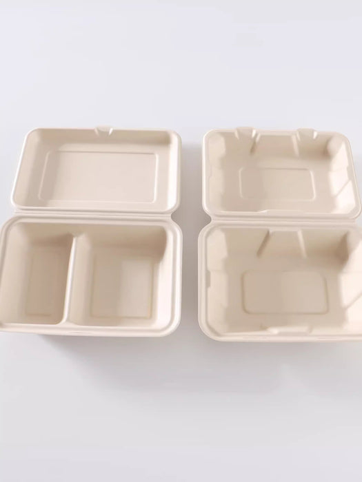 Sugarfiber 6 X 9" Compostable Clamshell Food ContainersHeavy-Duty Hinged Container, Disposable Bagasse Eco-Friendly Natural Takeout to go Box