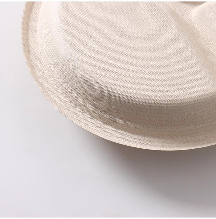 10inch Compostable 3-Compartment Plates, 10 inch Heavy-Duty Disposable Paper Plates, Eco-Friendly Biodegradable Sugarcane Bagasse Plates for Party Dinner