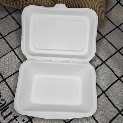 Compostable Clamshell Food Containers, Heavy-Duty Hinged Container, Disposable Bagasse Eco-Friendly Natural Takeout to go Box, Made from Sugarcane Plant